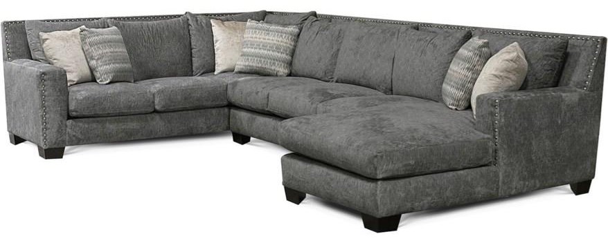 Contemporary Sectional Sofa With Chaise And NailHead Trim